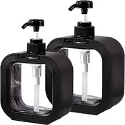 MLKLDOU 2 Pack Hand Soap Dispenser-300/500ML Reusable Shampoo and Conditioner Bottles,Lotion & Soap Dispensers Storage Holder Container for Lotions for Kitchen Bathroom Sink or Showe (Black)