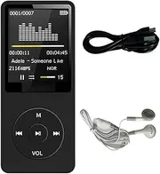 Roarrter MP3 Player USB Charging Record Digital Display Screen Media Portable Running Walking Music Play Black