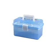 Ruida Small Double Layer Transparent Cartoon New Material PP Plastic Painting Tool Box BLUE COLOR