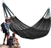 Gvblkq Outdoor Hammock,Mesh Hammock Swing for Camping | Max 200 Kg Load Capacity Furniture Tree Swing for Outdoor Beach Campsites Meditation Travel Backyard Backpacking