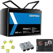 Gentrax 12V 100Ah Lithium Battery LiFePO4 BMS RV Camping Power + VoltX 12V Control Box 3pin 50A Anderson Plug + 1 * 5PC 20A Fuse