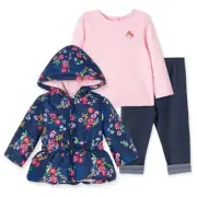 Little Me Girls 3-piece Set Jacket Shirt Pant (Navy Pink Floral, 12M) NWT