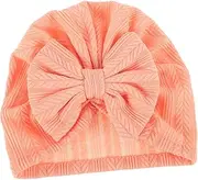 [Minkissy] Soft Watermelon Red Turban Hat with Bow Stylish Headgear Bonnets for Newborn Comfortable Turban Wrap for Elegant Ear Design