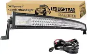 Willpower Curved LED Light Bar 42 inch 540W Spot Flood Combo Triple Row Led O...
