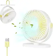 Geepen USB Desk Fan Hook Fan Mini Table Fan Portable Personal Fan Small but Powerful USB Fan with 3 Speeds Adjustable 90° Rotatable 1.2M Cable Silent Fan for Home Office Car Camping - Purple