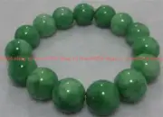 Natural 12mm Green Jade Jadeite Round Gems Beads Elastic Bracelet 7.5'' AAA