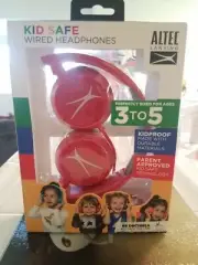 NEW Red Altec Lansing Kid Safe Wired Headphones Parent Approved 85 Decibels