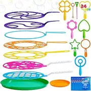 JOYIN Bubble Wands Set, Giant Bubble Wands Toy Set Large Bubble Wands with Tray Bulk for Kids Summer Outdoor Activity Party Favors, Suitable for All Age People