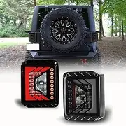 WOLFSTORM LED Tail Light Fit for 2007-2018 Jeep Wrangler JK/JKU, 2007-2018 JK/JKU LED Tail Lights Replacement,1 Pair(Black Smoke Lens)