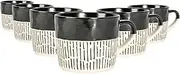 Nicola Spring Ceramic Coffee Mugs Set - 475ml - 6pc Black Dipped Dash Stoneware Coffee Cups Dishwasher & Microwave Safe Large Tea Mugs for Hot Drinks, Hot Chocolate, Tea