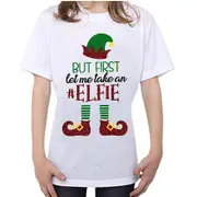 New Kids Christmas Xmas T Shirt Tee Tops 100% Cotton Boys Girls Gift Red White - Elfie