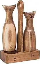 Wooden Manual Rotary Grinding Bottle Sea Salt Black and White Pepper Grinder Household Salt and Pepper Grinder Set