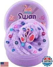 Swan Purple Cloud Slime, Super Drizzly and Non-Sticky Premade Slime, Slime Pa