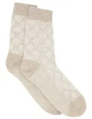[Levante] Leona Diamond Crew Sock in Chai