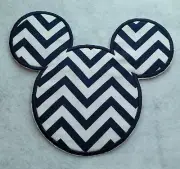 Mickey Mouse Ears Navy Chevron 6 inch Iron on Applique Patch