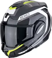 Scorpion EXO-Tech Evo Carbon Cosy, modular helmet , color: Black/White/Neon-Yellow , size: XXL