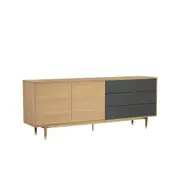 HOUSTON 200cm Sideboard Buffet Modern Furniture - Oak & Grey