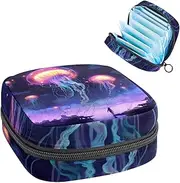 Period Bag,Sanitary Napkin Storage Bag,Fantasy Jellyfish Sea,Tampon Bag for Purse