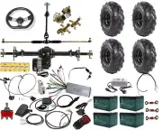 Full Kit 760mm Differential Go Kart Trike Rear Axle Kit Electric Motor 48v 1000w