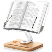 Acrylic Book Stand for Reading, Adjustable Holder with 360°Rotating Base& Pho...
