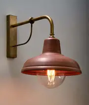DEKSEL: Aged Copper Interior Wall Light IP23 (Brass bracket & base & neck)