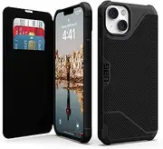 Urban Armor Gear Metropolis Folio Case Compatible with Apple iPhone 14 Plus [Wireless Charging (Qi) Compatible Cover, Case with Stand Function and Card Slots] Kevlar Black