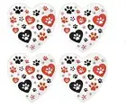 Temptations (4) 8” Heart Shaped Snack Plates PAWFETTI Dog Cat Paw Prints Trays