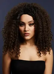 Lizzo Womens Deluxe Curly Dark Brown Wig