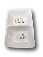 Rae Dunn Chow Down Divided Appetizer / Snack Dish Bowl ~ NEW