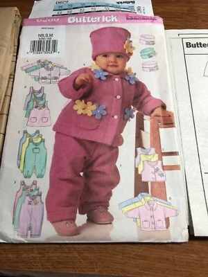Vtg BUTTERICK 6280 Pattern HAT JACKET VEST JUMPER Jumpsuit Newborn S M Easy U/C