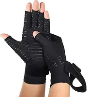 H HOME-MART Copper Arthritis Compression Gloves with Adjustable Wrist Strap,Carpal Tunnel,Computer Typing,Support for Men & Women (Large/X-Large (1-Pair))
