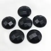 50 Black Acrylic Flatback Rhinestone Round Gem Beads 20mm (3/4") No Hole