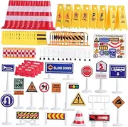 JOINPAYA Traffic Signs Set Realistic Road Signs Traffic Models for Educational Accessories for Learning Knowledge Rules for Sandbox Play