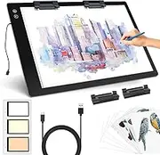A2 Tracing Light Box Rechargeable - Battery Powered Tracing Light Pad, 3 Colors 6 Levels Adjustable Brightness Light Board, Ultra-Thin Wireless Diamond Painting Light Pad for Weeding Vinyl Drawing