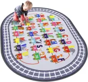 Kids Carpet Playmat Rug ABC Alphabet, Numbers, Train and Road Themed Play Rug Ed