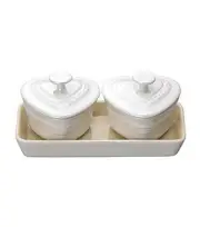 Le Creuset Heat Resistant Container Petit Rum Can d'Amour Set White Luster Heat