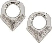 [Pierced Owl] 6GA 316L Stainless Steel Textured V-Shaped Hinged Clicker Rings for Stretched Piercings, Sold as a Pair