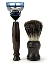New Wahl Traditional Barbers Wenge Wood Gift Set With Black Bristle Brush