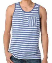 Rvca SOME GUY TANK Dark Blue White Stripes Pocket Regular Fit Men's Tank Top