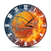 Half in Water Half in Fire Basketball Silent Wall Clock Sport Gift for Sportsmen