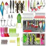 YELINTIAN 112 pcs Fishing Lure Kit, Baits Tackle Including Crankbaits,Fishing Lures Complete Fishing Tackle Set,Topwater Lures,Worms, Jigs, Hooks, Box and More Gear Lures for Bass Trout