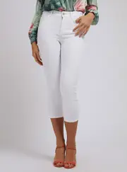GUESS Women's High-Rise Skinny Fit 1981 Capri Denim Jeans In Paper Moon Wash Size: 25, Spandex White