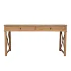 Hamptons Halifax Side Cross Console Hall Table/ Study Desk in Natural Oak