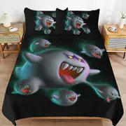 a1615 Luigi\'s Mansion Duvet Cover Set, 3 Piece Bedding Set 86x70" Double Sided Printing Decorative Comforter Cover Set (1 Duvet Cover + 2 Pillow Shams