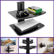 2 Tiers Floating Shelves for Wall Under TV DVD Shelf Wall Mount Shelves Hold