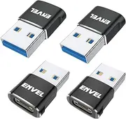 ENVEL USB C to USB Adapter, 4 Pack USB Male 3.0 to USB C Femal Adapter, OTG Converter for Desktop Laptop Projector Charger Compatible with Watch Phone 15 14 13 12 Pad Air 4 5 Mini 6