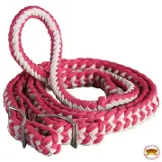 Tan Red HILASON Braided Poly Barrel Racing Contest Flat Reins 1" X 8Ft with |