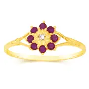 9ct Yellow Gold 0.5 Carat Natural Ruby & Diamonds Ring, M
