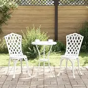 Garden Chairs 2 pcs White Cast Aluminium,Outdoor Chairs-42002396