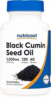 Nutricost Black Seed Oil (Cumin) - Cold Pressed, Source of Omega 3 6 9 - 120 Softgels, 1000mg Per Serving, 60 Servings - Non-GMO and Gluten Free